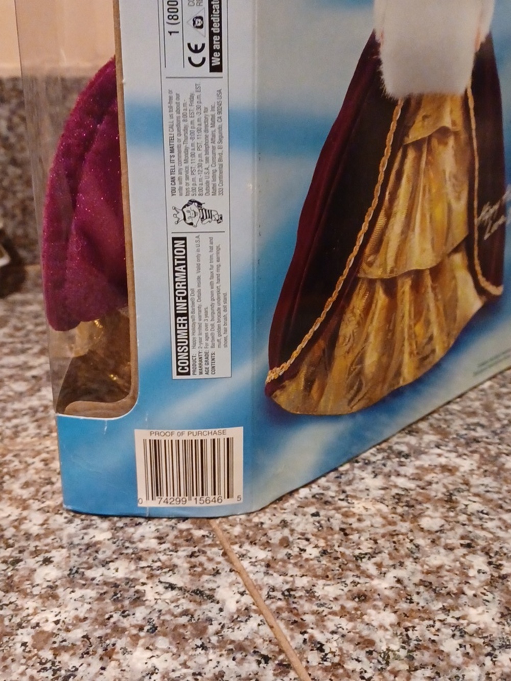 Barbie Burgundy & Gold Velvet Holiday Doll New In Box 1996 - Picture 6 of 9